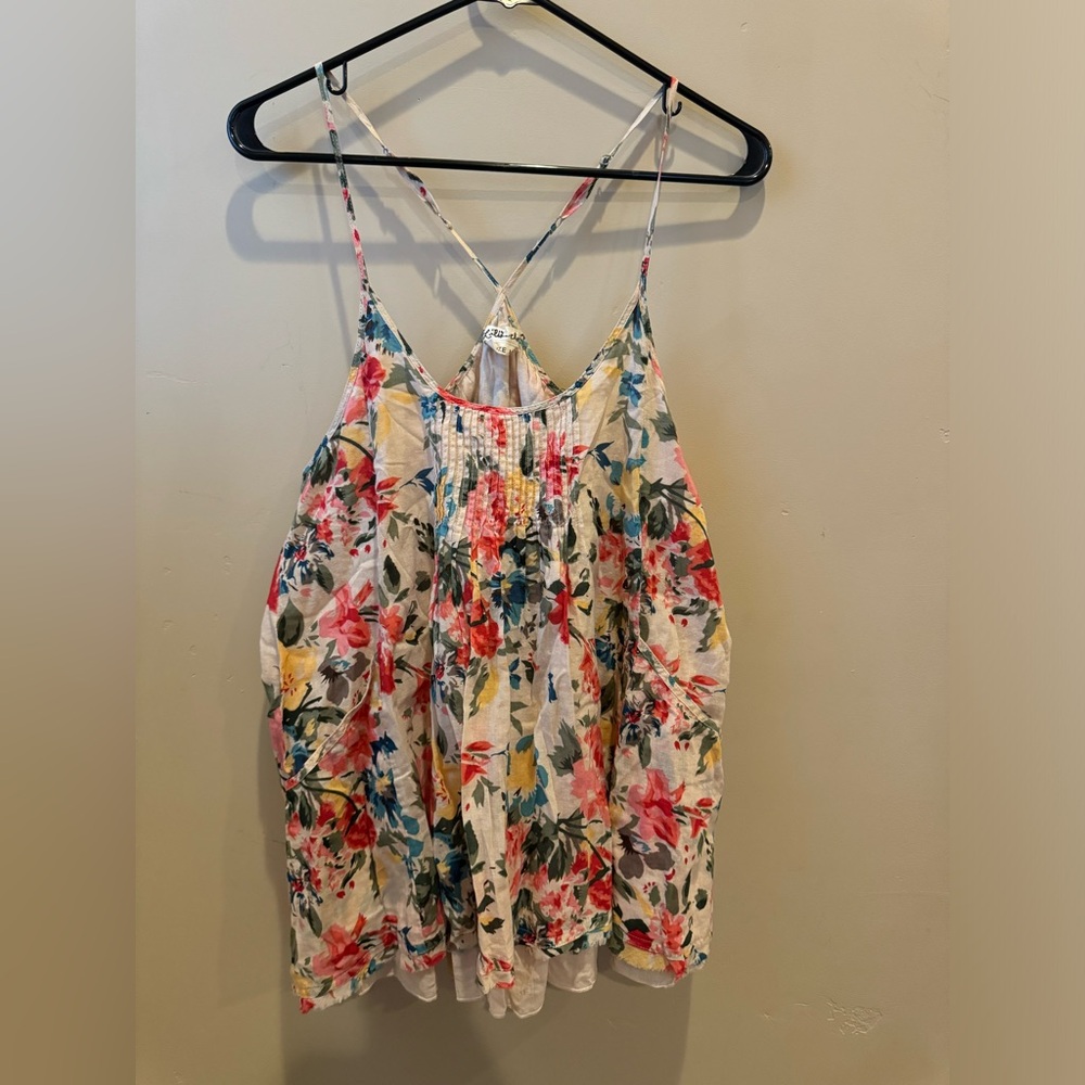 Anthropologie floral babydoll cotton top size Medium